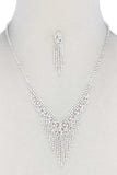 V Shape Dangle Rhinestone Necklace