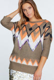 Aztec Pattern With Glitter Accent Sweater