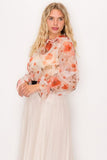 Floral Print Ruffled Organza Top