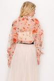 Floral Print Ruffled Organza Top