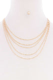 5 Layered Twist Chain Multi Metal Necklace Earring Set