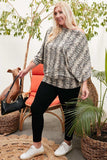 Boat Neck Long Bubble Sleeve Snake Print Knit Top