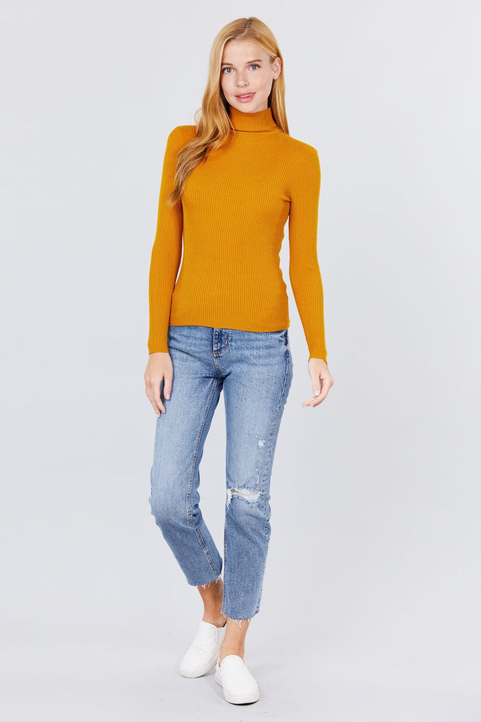 Turtle Neck Viscose Rib Sweater