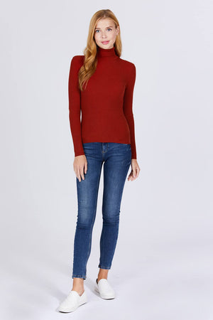 Turtle Neck Viscose Rib Sweater