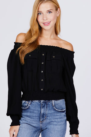 Front Pocket Off Shoulder Top