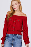 Front Pocket Off Shoulder Top