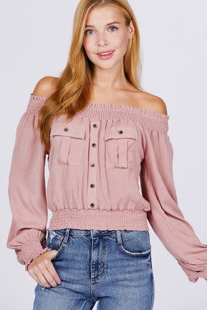 Front Pocket Off Shoulder Top