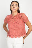 Eyelash Trim Sheer Floral Lace Top