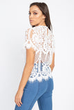 Eyelash Trim Sheer Floral Lace Top