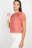 Eyelash Trim Sheer Floral Lace Top