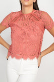 Eyelash Trim Sheer Floral Lace Top