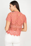 Eyelash Trim Sheer Floral Lace Top