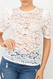 Puff Sleeve Round Neck Top