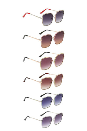 Giselle Captivating Square Metallic Wire Frame Dazzled Barrel Ladies Shades Sunglasses