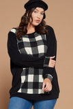 Plus Size Buffalo Plaid Check Contrast Pullover Tunic Top