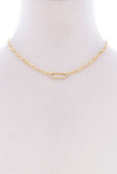 Stone Oval Point Metal Chain Necklace