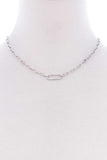 Stone Oval Point Metal Chain Necklace