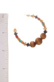 Wood Bead Open Hoop Earring