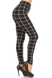 Plaid High Waisted Leggings With Elastic Waist And Skinny Fit