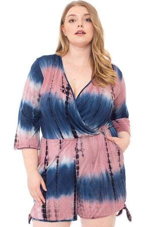 Tie Dye Wrap Plussize Romper