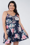 Plus Size Navy Floral Mini Corset Dress