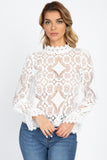 Sheer Floral & Geo Crochet Lace Top