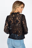 Sheer Floral & Geo Crochet Lace Top