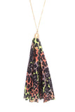 Animal Print Pattern Tassel Necklace