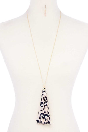 Animal Print Fabric Tassel Necklace