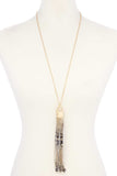 Snake Pattern Pu Leather Tassel Necklace