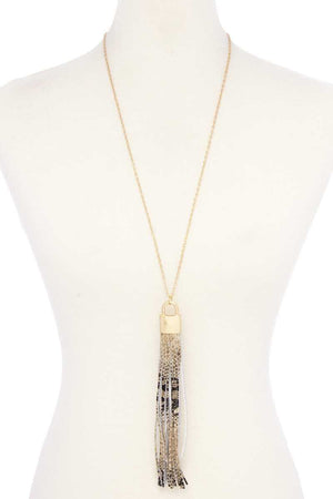 Snake Pattern Pu Leather Tassel Necklace