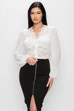 Bell Sleeve Lace Back Crop Top