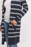 Striped Print Open Front Cardigan