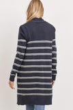 Striped Print Open Front Cardigan