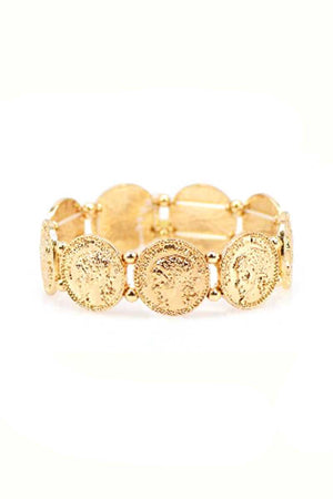 Multi Metal Coin Stretch Bracelet