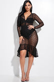 Embellished Burnout Mesh Long Sleeve Mermaid Midi Dress With Panty Lining