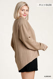 Linen Blend Button Down Cardigan With High Low Hem