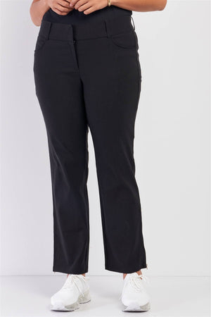 Plus Mid-rise Two Side Leg Zipper Pants