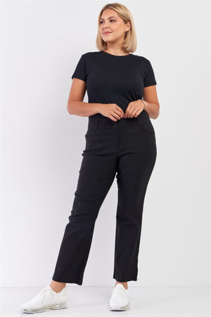 Plus Mid-rise Two Side Leg Zipper Pants