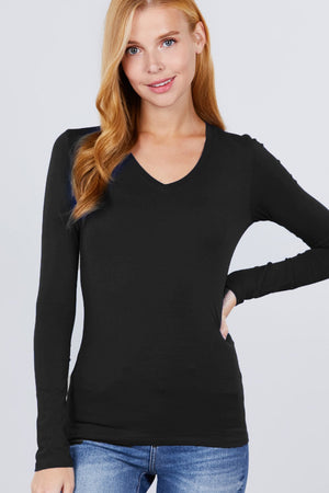 Cotton Jersey V-neck Top