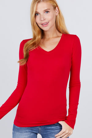 Cotton Jersey V-neck Top