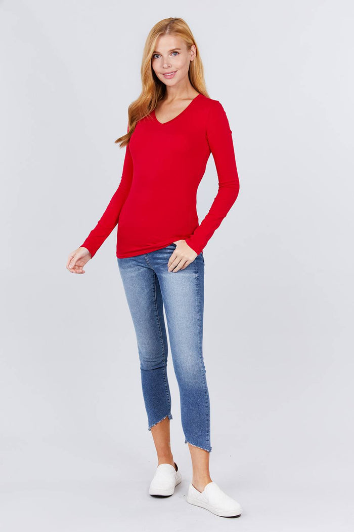 Cotton Jersey V-neck Top