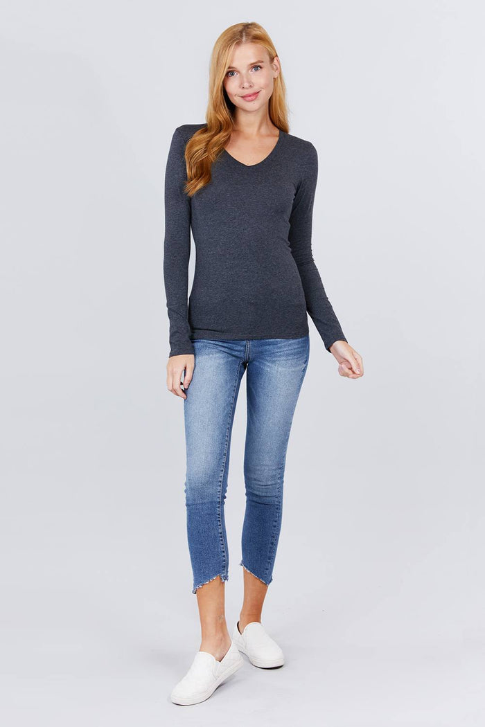 Cotton Jersey V-neck Top