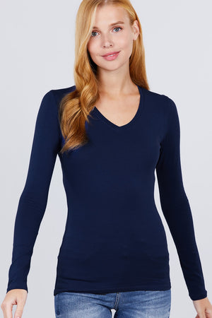 Cotton Jersey V-neck Top