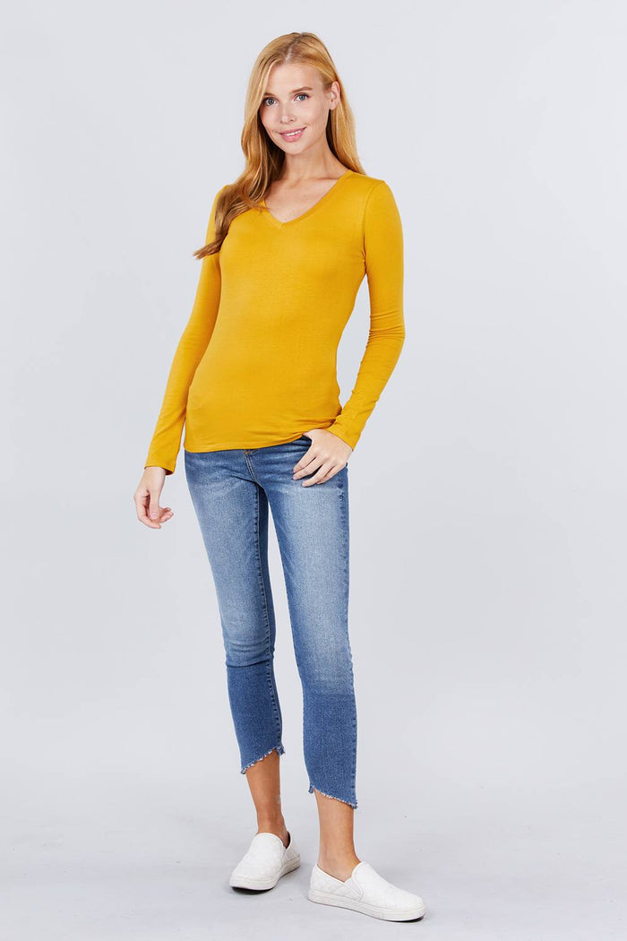 Cotton Jersey V-neck Top