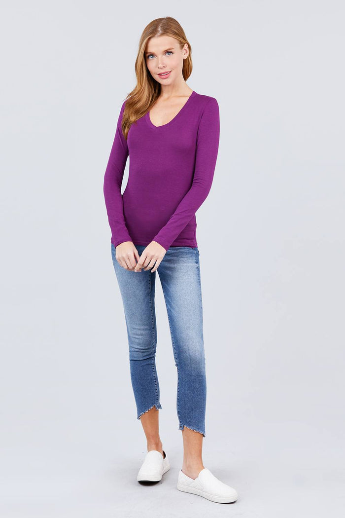 Cotton Jersey V-neck Top