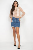 Lace Trim Balloon Sleeve Smocked Top