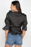 Surplice Short Sleeve Ruffle Top