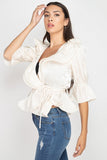 Surplice Short Sleeve Ruffle Top