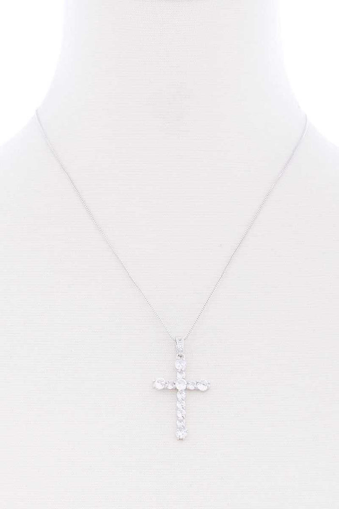 Stone Cross Pendant Necklace